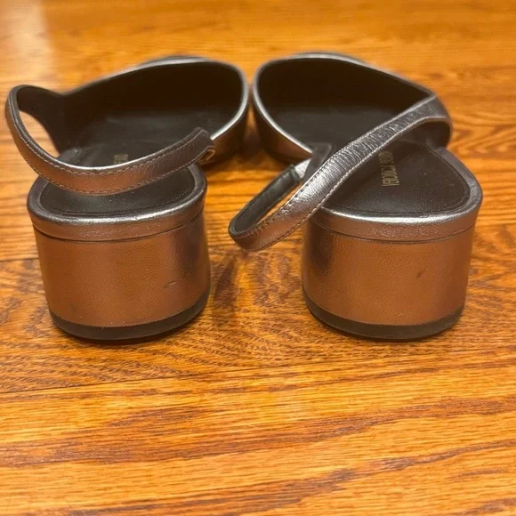 Veronica Beard Tuckernuck Cecile Slingback Heel Black Silver Leather Size 10 - Picture 9 of 13